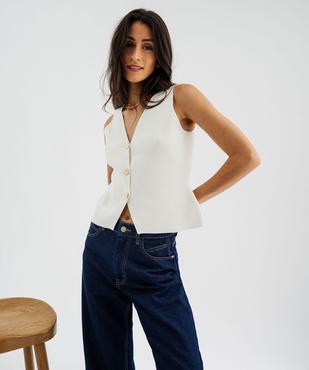 Débardeur boutonné en maille tricotée femme vue3 - GEMO(FEMME PAP) - GEMO