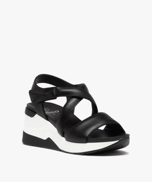 Sandales femme compensées style baskets à brides unies vue2 - GEMO(URBAIN) - GEMO