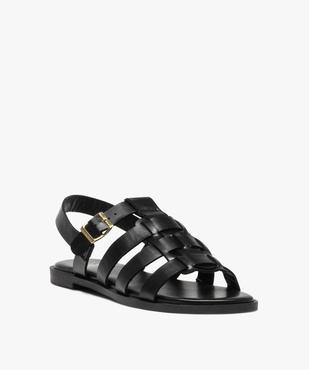 Sandales femme unies à talon plat et brides larges  vue2 - GEMO (CASUAL) - GEMO