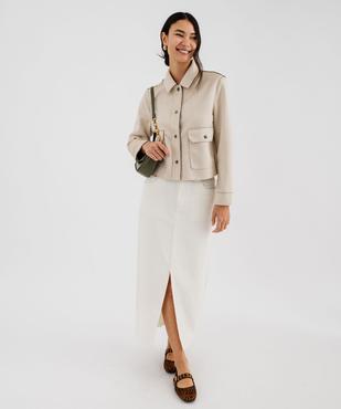 Veste courte en suédine avec poches à rabat femme vue4 - GEMO 4G FEMME - GEMO