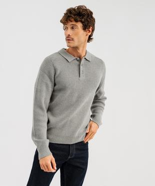 Pull col polo maille homme vue1 - GEMO (HOMME) - GEMO