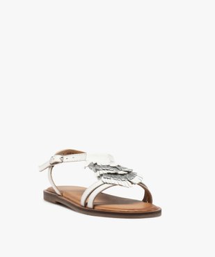 Sandales fille dessus cuir à franges métallisées – Tanéo vue2 - TANEO - GEMO