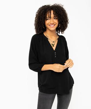 Blouse en viscose fluide unie à manches 3/4 femme vue1 - GEMO(FEMME PAP) - GEMO