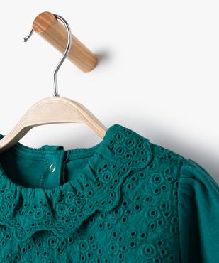 Tee-shirt bébé fille manches longues à col en broderie anglaise vue2 - GEMO(BEBE DEBT) - GEMO