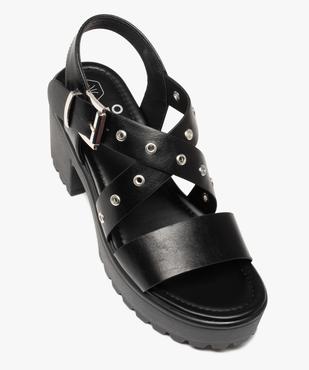 Sandales femme à talon et brides unies avec œillets métal vue5 - GEMO(URBAIN) - GEMO