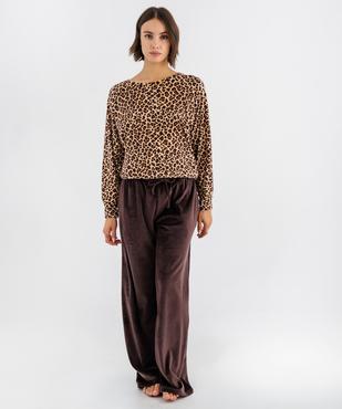 Pyjama en velours femme vue2 - GEMO 4G FEMME - GEMO