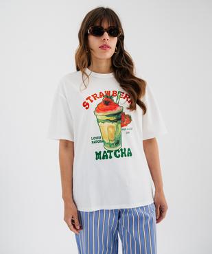 Tee-shirt manches courtes en jersey de coton imprimé femme vue4 - GEMO(FEMME PAP) - GEMO