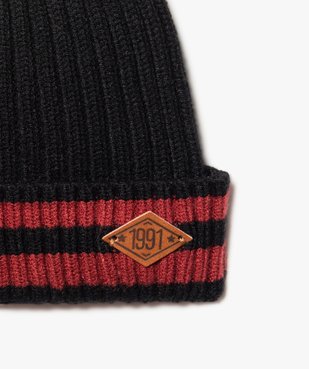 Bonnet garçon à côtes et revers rayé vue2 - GEMO (ENFANT) - GEMO