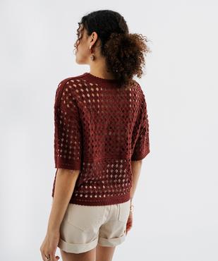 Pull manches courtes ajouré façon crochet femme vue3 - GEMO(FEMME PAP) - GEMO