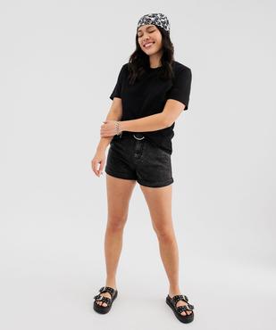 Short en jean coupe large taille haute femme vue4 - GEMO(FEMME PAP) - GEMO