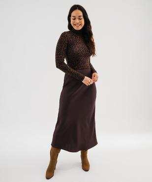 Tee-shirt manches longues et col roulé imprimé femme vue4 - GEMO 4G FEMME - GEMO