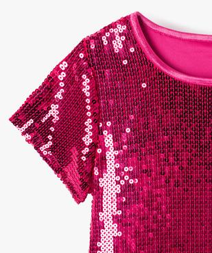 Robe fille à manches courtes avec sequins brodés vue2 - GEMO (ENFANT) - GEMO