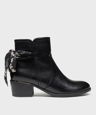 Boots à talon cubain et foulard noué femme vue1 - EMILIA ROSA - GEMO