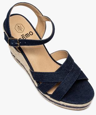 Sandales femme en denim et talon compensé en corde vue5 - GEMO(URBAIN) - GEMO