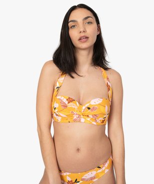 Haut de maillot de bain femme fleuri look rétro vue1 - GEMO (PLAGE) - GEMO