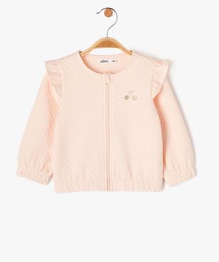Sweat zippé avec volants sur les épaules bébé fille vue1 - GEMO(BEBE DEBT) - GEMO
