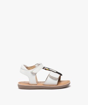Sandales bébé fille en cuir avec brides scratch et animal en perles fantaisie - MOD8 vue1 - MOD8 - GEMO