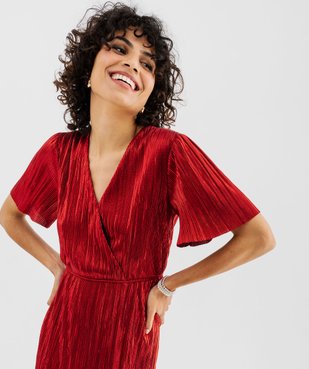 Robe de soirée en maille plissée métallisée femme vue2 - GEMO(FEMME PAP) - GEMO