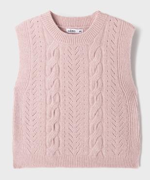 Pull sans manches en maille torsadée fille vue1 - GEMO (ENFANT) - GEMO