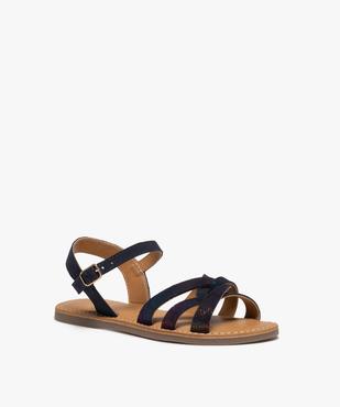 Sandales fille à brides en cuir retourné finement pailletées vue2 - GEMO (ENFANT) - GEMO