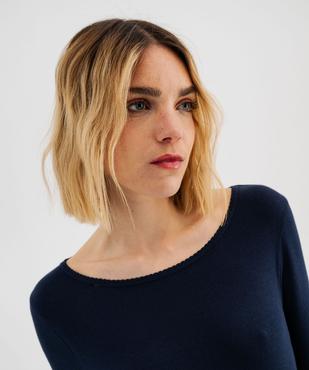 Tee-shirt manches longues en maille côtelée extensible femme vue2 - GEMO 4G FEMME - GEMO