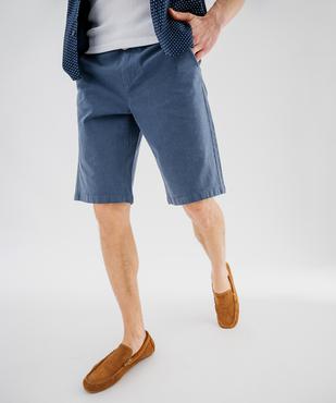 Bermuda en coton extensible coupe Regular avec ceinture tressée homme vue1 - GEMO (HOMME) - GEMO