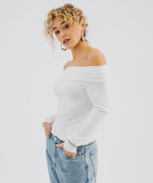 Tee-shirt manches longues avec col Bardot femme vue1 - GEMO(FEMME PAP) - GEMO