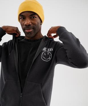 Sweat zippé à capuche avec motif poitrine et dos homme - Nirvana vue2 - NIRVANA - GEMO