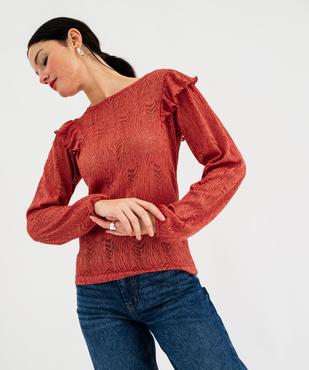 Tee-shirt manches longues en maille ajourée femme vue1 - GEMO(FEMME PAP) - GEMO