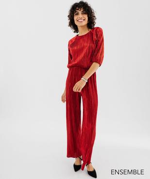 Ensemble tee-shirt et pantalon en maille métallisée rouge pour femme  - GEMO