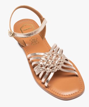 Sandales femme à fines brides métallisées en cuir - Tanéo vue5 - TANEO - GEMO
