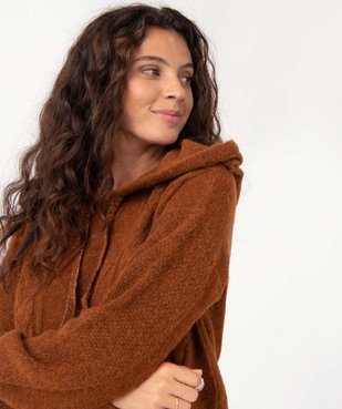 Robe pull femme en maille à capuche vue2 - GEMO(FEMME PAP) - GEMO