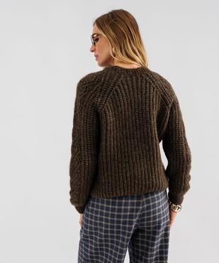 Pull en grosse maille avec torsades sur les manches femme vue3 - GEMO(FEMME PAP) - GEMO