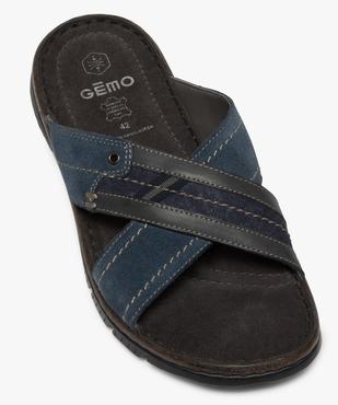 Mules homme en cuir à larges brides croisées vue5 - GEMO (CASUAL) - GEMO