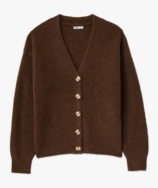 Gilet à col V en maille douillette avec gros boutons femme vue4 - GEMO(FEMME PAP) - GEMO