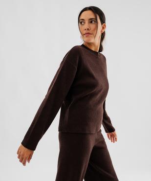 Tee-shirt manches longues en maille côtelée souple femme vue1 - GEMO(FEMME PAP) - GEMO