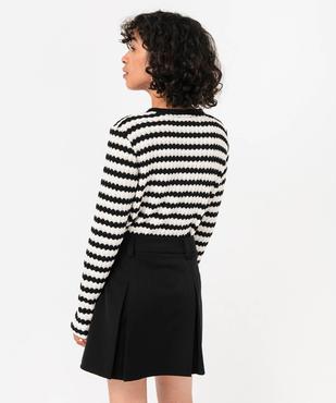 Gilet rayé en fine maille ajourée femme vue3 - GEMO(FEMME PAP) - GEMO