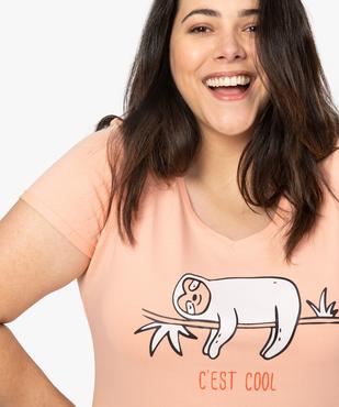 Pyjama femme grande taille avec message humoristique vue2 - GEMO(HOMWR FEM) - GEMO