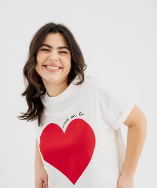 Tee-shirt manches courtes à motif coeur femme grande taille vue2 - GEMO (G TAILLE) - GEMO