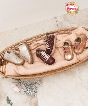 Baskets bébé fille en cuir vernies et à paillettes avec lacets - NA! vue2 - NA! - GEMO