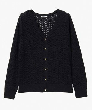 Gilet femme en maille ajourée incrustée de fil pailleté vue4 - GEMO(FEMME PAP) - GEMO