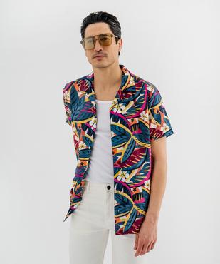 Chemise manches courtes et col cubain en viscose majoritaire homme vue1 - GEMO 4G HOMME - GEMO