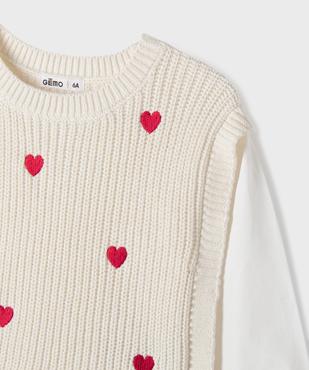 Pull avec manches et volants en coton effet 2 en 1 fille vue2 - GEMO (ENFANT) - GEMO