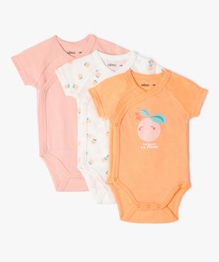 Body manches courtes ouverture devant bébé (lot de 3) vue2 - GEMO 4G BEBE - GEMO