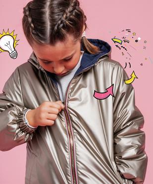 Manteau à capuche déperlant réversible fille vue1 - GEMO 4G FILLE - GEMO