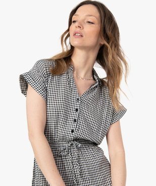 Robe femme imprimée à manches courtes et col chemise vue2 - GEMO(FEMME PAP) - GEMO