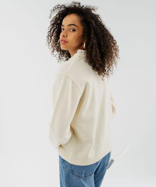 Gilet en maille à col rond avec empiècement froncé en coton femme vue3 - GEMO(FEMME PAP) - GEMO