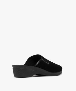 Chaussons femme mules confort en velours ras brodé et à semelle compensée  vue4 - G'FLEX GEMO FOR GOOD - GEMO