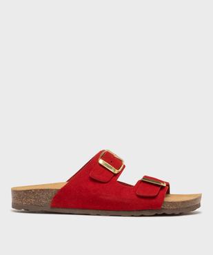 Mules plates à double brides en cuir femme vue1 - FOLLOW ME - GEMO