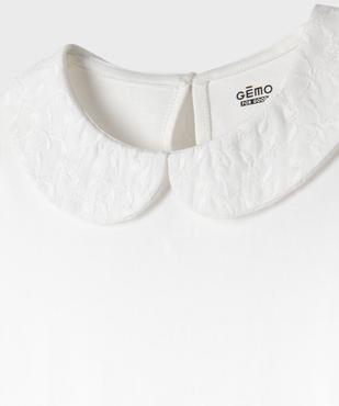 Tee-shirt manches longues avec col Claudine fille vue3 - GEMO 4G FILLE - GEMO